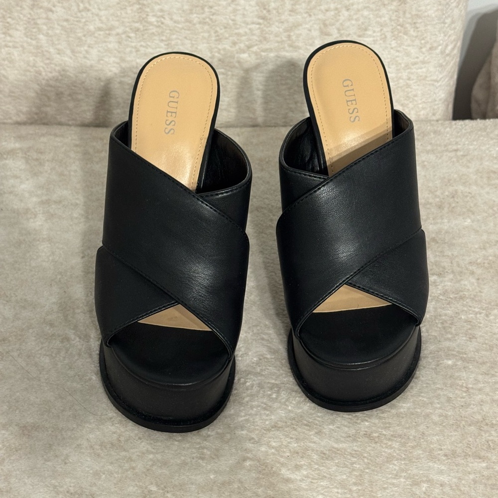 Guess Black Cross-Strap Mules